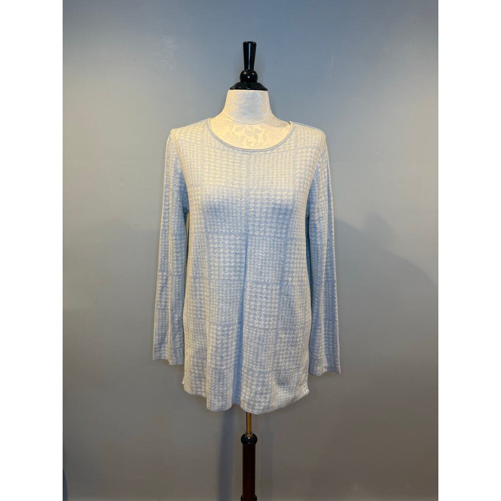 ost Blue Houndstooth Cotton Cashmere Tunic Top Women’s XL